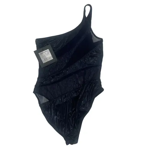 Norma Kamali Snake Mesh Mio Swimsuit SZ Small NWT True Navy Metallic Swim Beach