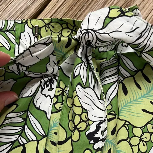 Charter Club Vintage Green And White Tropical Print Wrap Skirt Size 6
