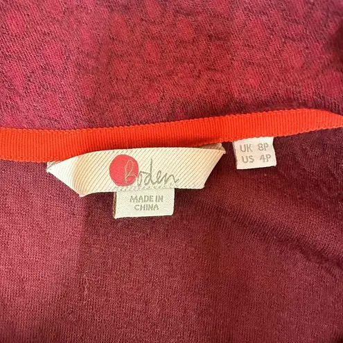 Boden Purple 3/4 Sleeve Shawl Collar Textured Pattern Pullover Sweater Size 4P