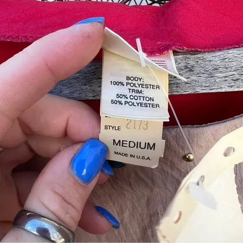 Vintage 80s Aztec southwestern colorblock embroidered windbreaker batwing blouse Red Size M