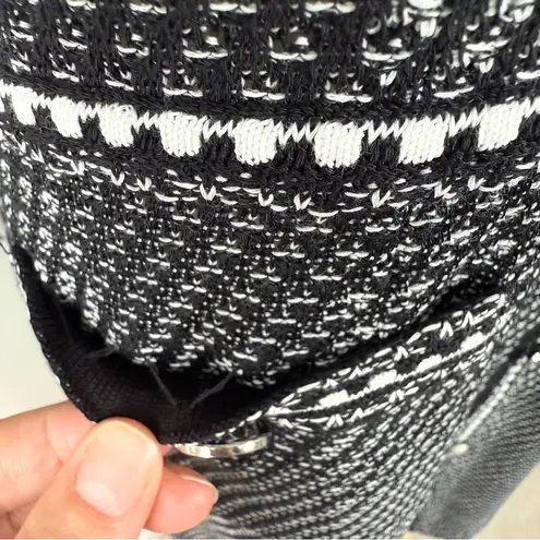 Misook Bold Plaid Tweed Knit Sheath Dress Short Sleeve Stretch Black White Sz S