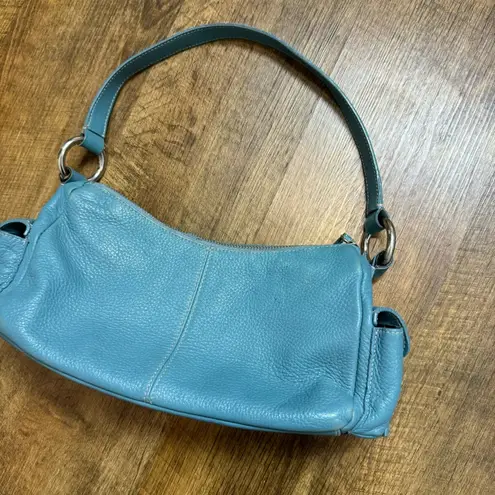 Giani Bernini Y2K Blue Leather Shoulder Bag Buckle Straps