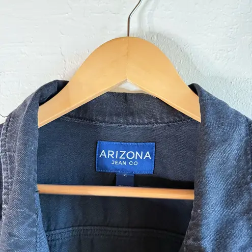 Arizona Jeans Arizona Jean Company Women's Distressed Black Denim Jacket Size Large