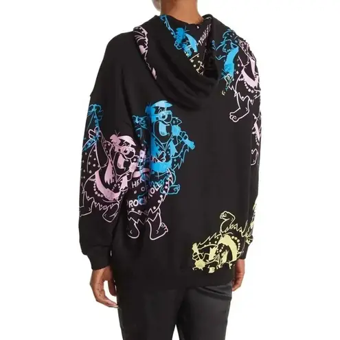 JEREMY SCOTT The King of Bedrock & Roll Graphic Hoodie Sweater Black Size undefined