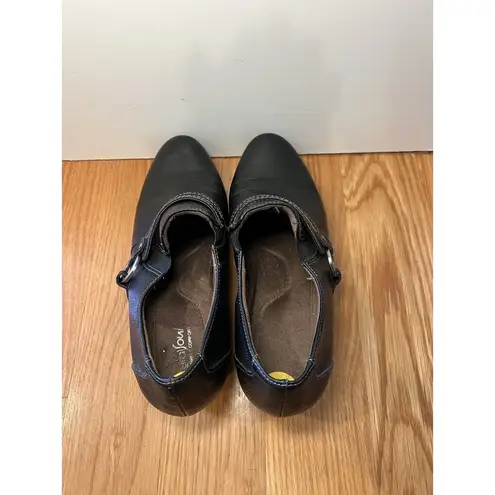 Aerosoles A2 Soul Shoes Womens Size 9 Black Comfort Block Heel Slip On Loafers