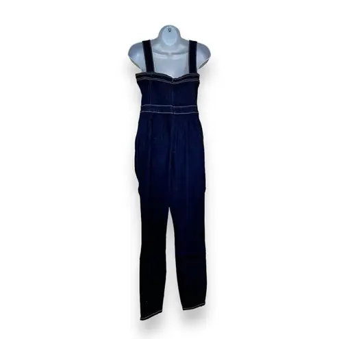 We Wore What New  Revolve Corset Overalls Stretch Denim Dark Wash Medium MSRP $198