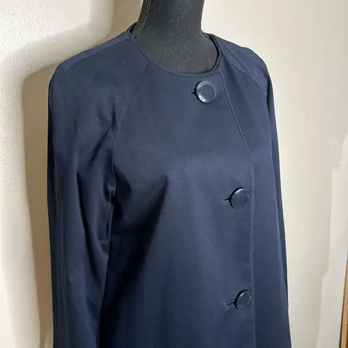 Kate Spade  Ritchie Coat 3 Button Trench Coat Size Medium Navy Cream White