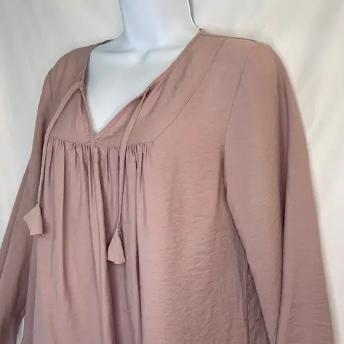 Fresh Produce Bahai Dress Tunic Women's XS Oversized Dusty Rose Long Sleeve Swim