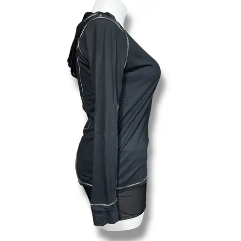 Calvin Klein Performance Womens Athletic T Shirt Top Long Sleeve Hooded Black XL