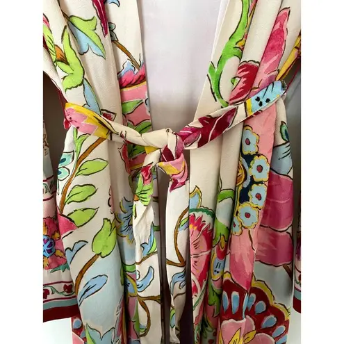 ZARA  Satin Boho Kimono Belted Robe Pink Rose Beige Size Medium NEW