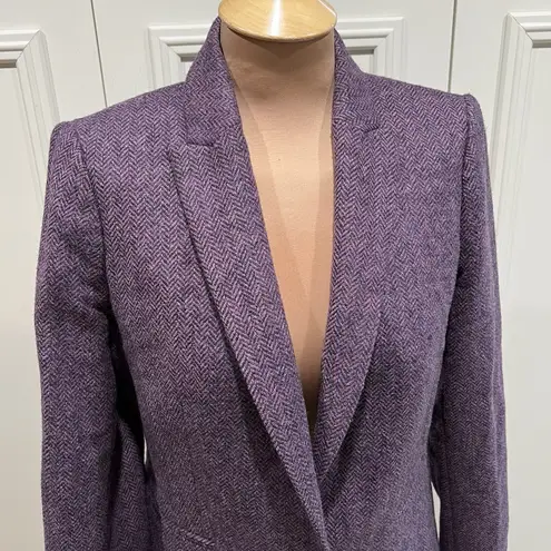 J Crew Wool Parke Blazer Purple Herringbone Moon British Cloth Preppy Career Size 8