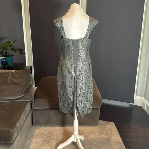 Tea Length Gray Mother of the Bride Dress Chiffon Jacket Corset Back Size 12 NEW