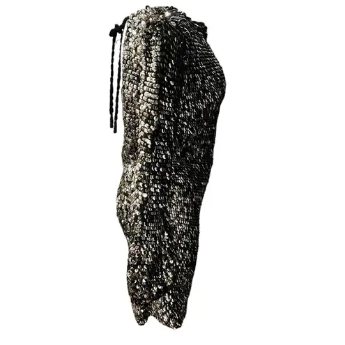 RETROFETE TARA SEQUIN CROCHET DRESS XS Black