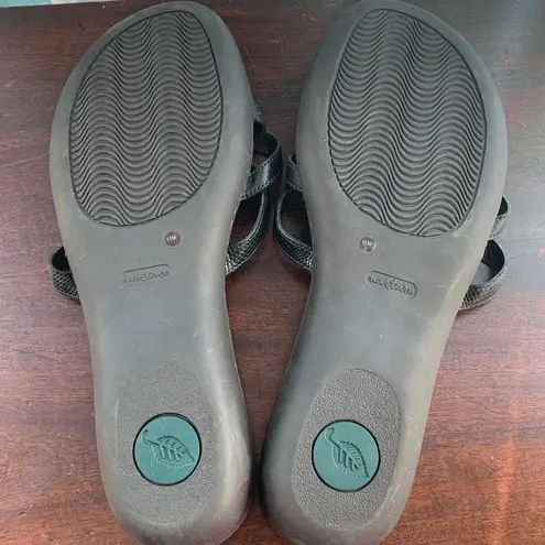 Nurture Womens Sandals Flats Strappy Slides Open Toe Black Size 11