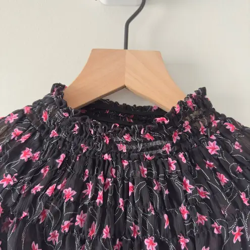 Elizabeth and James Smocked Mock Neck Long Sleeve Top Floral Tank Lined Pattern