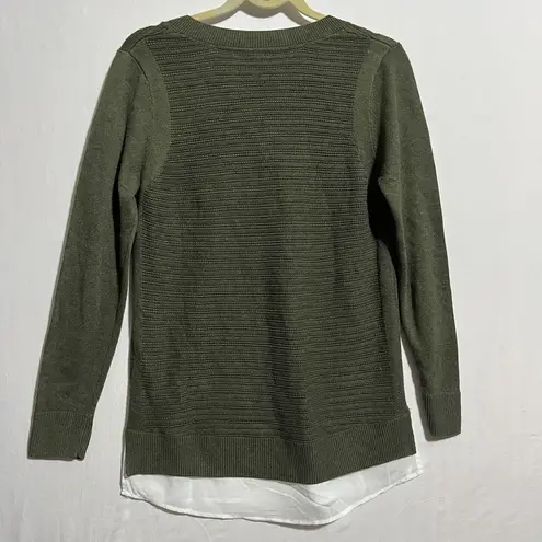 Hilary Radley Sweater Women Small Green Viscose Knit Long Sleeve V-Neck Pullover