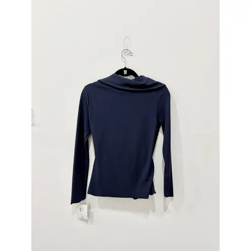 Chiara Boni NWT Lella Crepe Long Sleeve Blouse Midnight Blue Women's 42/ US 6