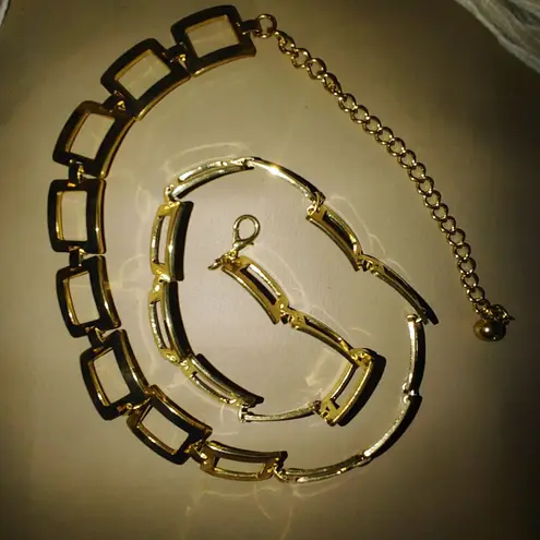 Gold Tone Chain Link Belt Vintage Versatile Adjustable Rectangle Design 1 Inch Size XL