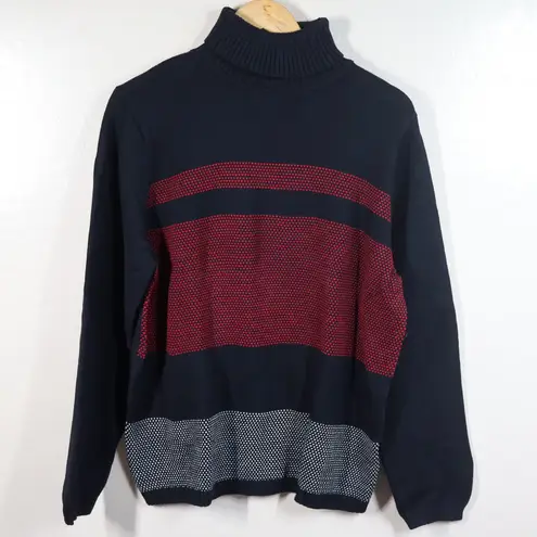 Karen Scott Womens XL Black Red Colorblock Birdseye Turtleneck Sweater NWT - Image 3