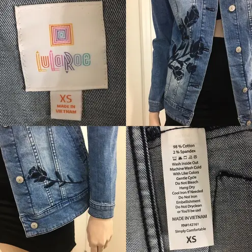 LuLaRoe  Embroidered Jaxon Denim jacket XS