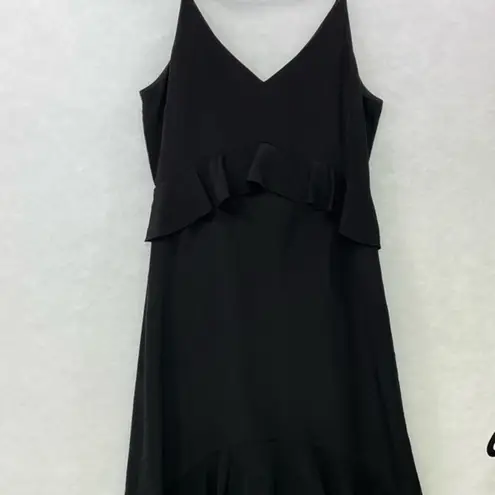 H by Halston Halston Black Dress Large High Low Poplin Spaghetti Strap Semi Formal Gown