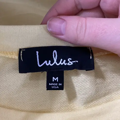 Lulus Kady Light Yellow Ruffle Cold Shoulder Long Sleeve Sweater Top size M Size M