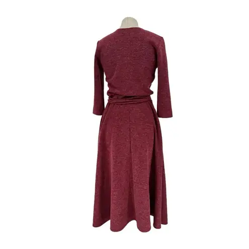 Christine Alcalay Wrap Sweater Dress in Wine Burgundy Size Small Red