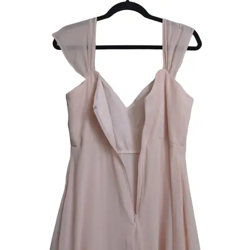 Birdy Grey Spence Convertible Chiffon Dress Pockets Pleats Pale Blush Pink M New