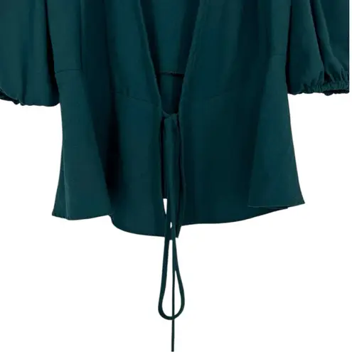 Slate + Willow Balloon Sleeve Wrap Top in Hunter Green True Wrap 3/4 Sleeves XS