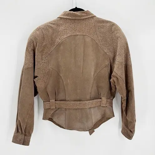 Vintage 80s Byrnes & Baker Belted suede Jacket Size Medium western NFR beige