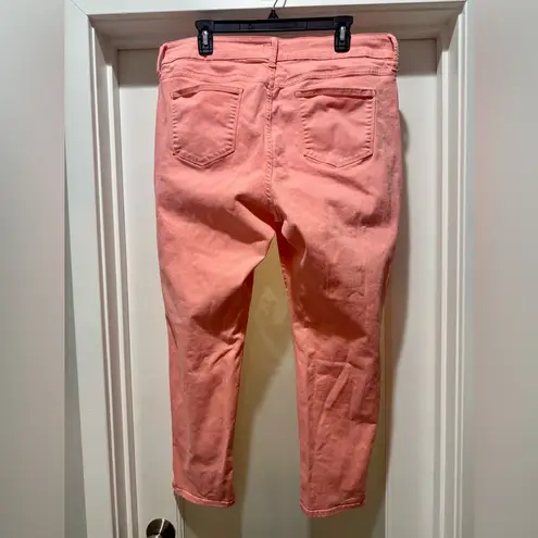 NYDJ Alina Convertible Ankle Jeans Coral Pink Size 16 Lift Tuck Technology