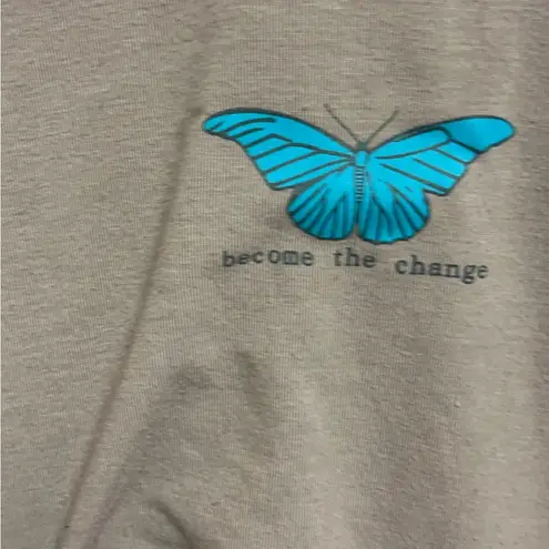 SheIn  Pink Short Sleeve Tee with Blue Butterfly