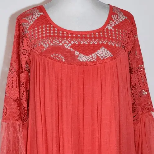 Rebellion Coral Mini Dress with Lace Detail NWT Size Large Wedding Guest Dress
