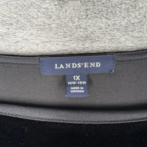 Lands End Dress Womens 1X Black Velvet Twist Witchy Whimsigoth Gothic Sultry