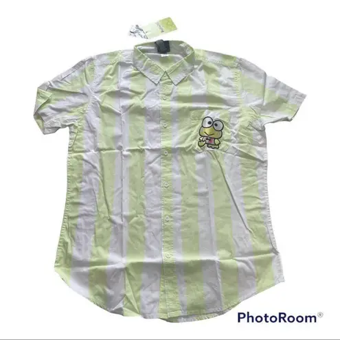 Her Universe Sanrio Stripe Woven Button-Up Keroppi (Unisex)