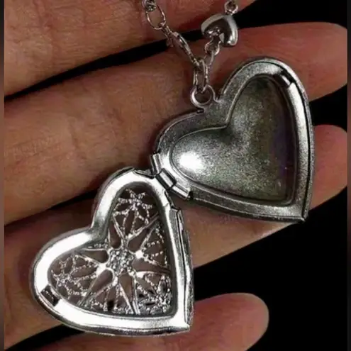 Chic Silver Heart Charm Locket Necklace for Picture valentine love partner child
