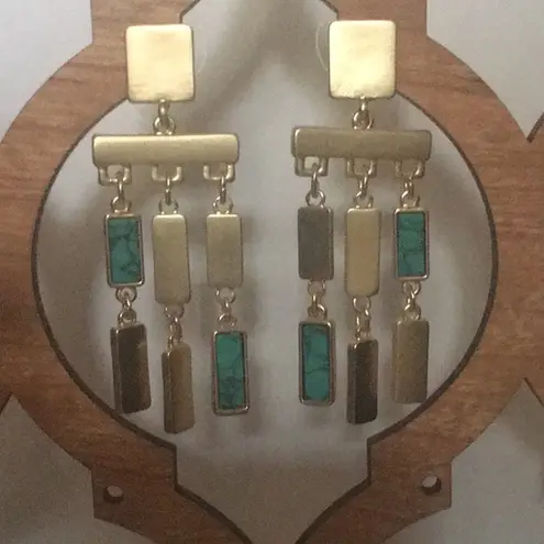 The Bar New Stunning Turquoise Colored Accented Chandelier Earrings