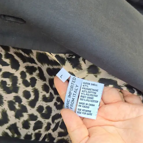 Jane Post Black Trench Coat with Leopard Lining Size L