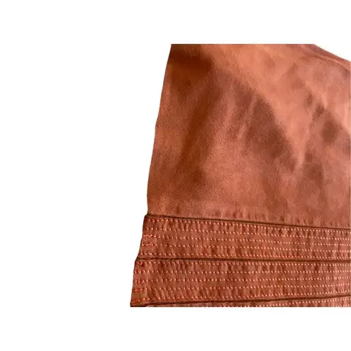 Worth Women’s 100% Leather Button Down Long Sleeve Blouse Orange Rustic 16