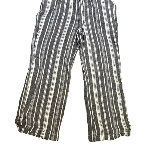 Briggs New York Briggs Striped Linen Wide Leg Pants Women’s XL Elastic Waist w/ Pockets
