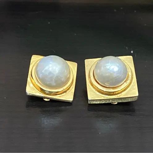 Vintage Signed LES BERNARD Designer Pearl Gold