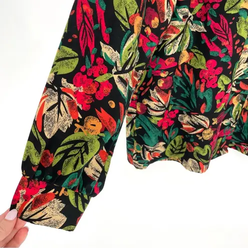 Bonworth Vintage  Colorful Tropical Rainforest Button Down Blouse Large