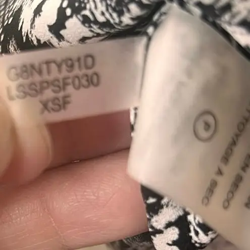 Karl Lagerfeld Karl Lagerfield Paris Tie Front Ruffle Long Sleeve Blouse Black White Medium