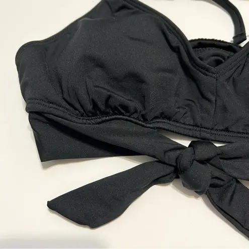 Kona Sol Tie Front Halter Bralette Bikini Top Black NWOT S