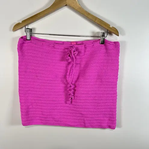 SKIMS Taffy Hot Pink Chrochet Swim Mini Skirt Cover Up NWOT Women’s Sz 4X Beach