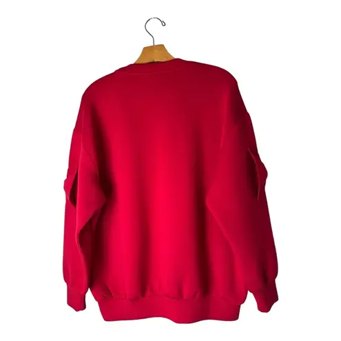 Joh Sweastshirt Women Small Red Embellished Bow Rhinestone Holiday Athleisure