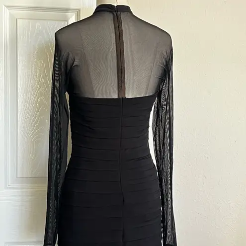 Tadashi Shoji Black Mesh Bodycon Midi Dress