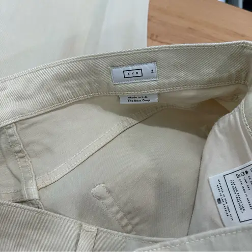 AYR The Beat Drop Jeans Barrel Leg in Straw Hat Cream Tan 34 Minimalist Preppy