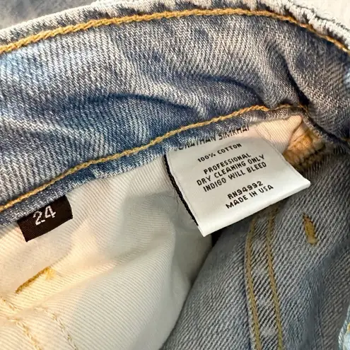 Jonathan Simkhai Indigo Blue Denim Paisley Print Mini Jean Skirt Size 24