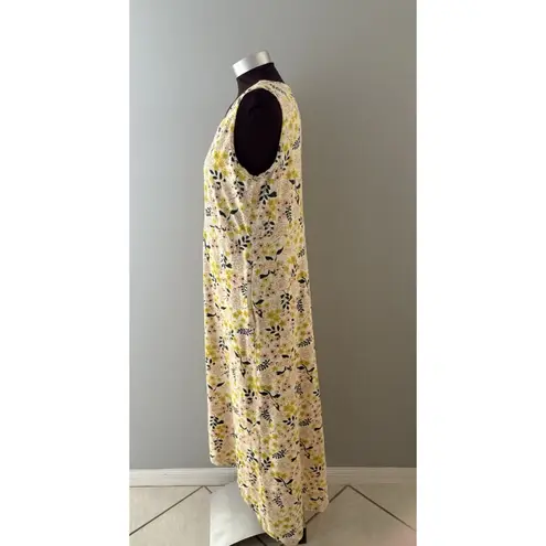 Duluth Trading Co Maxi Dress Womens L Yellow Floral Prairie To ‘n’ Flow High Low Size L